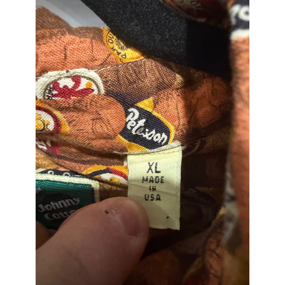 Johnny Cotton Mens XL Cigar Print Button Down Shirt Made in USA  Brown - Picture 3 of 5